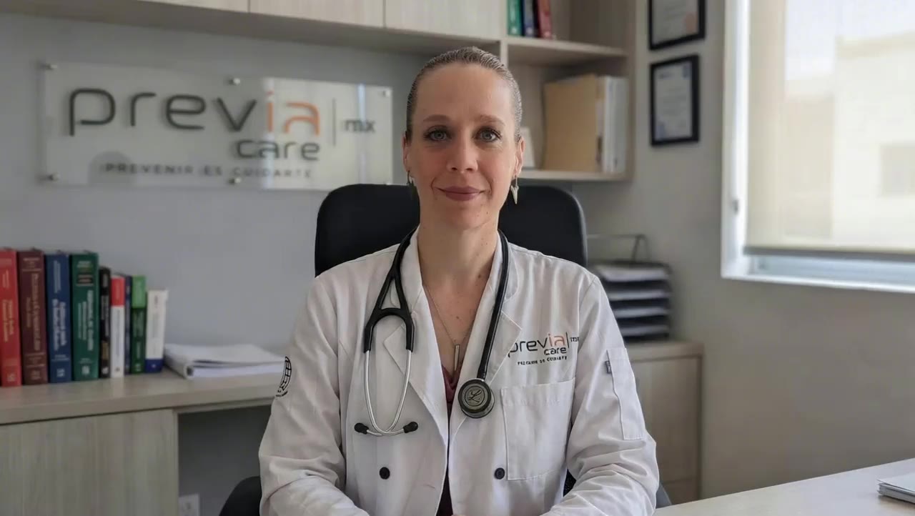 Médica de PREVIA en su consultorio lista para atenderte por videollamada